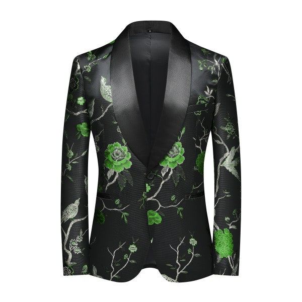 Men’s Floral Slim Fit 1-Button Embroidered Blazer Suit Set Tuxedo | Zarnesh