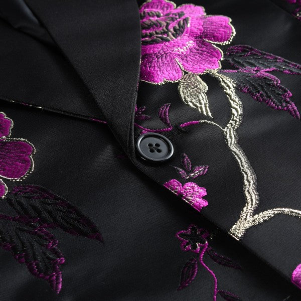 Men’s Floral Slim Fit 1-Button Embroidered Blazer Suit Set Tuxedo | Zarnesh