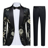 Men’s Floral Slim Fit 1-Button Embroidered Blazer Suit Set Tuxedo | Zarnesh