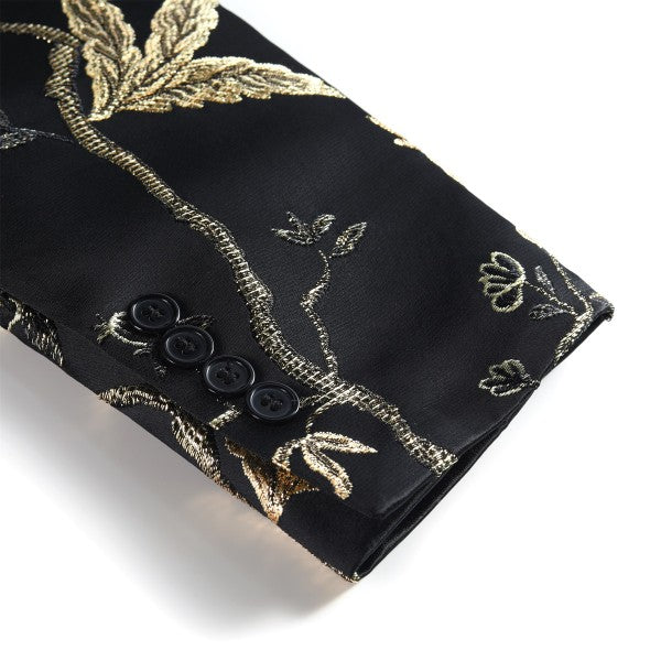 Men’s Floral Slim Fit 1-Button Embroidered Blazer Suit Set Tuxedo | Zarnesh