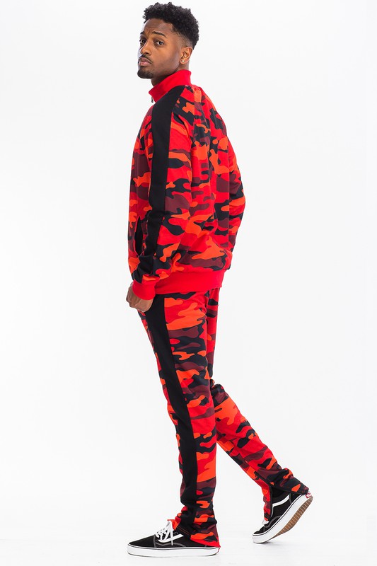 Men's Full Camo with Stripe Jacket and Pant Set | Zarnesh