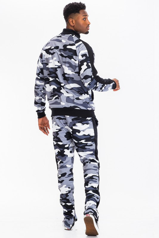 Men's Full Camo with Stripe Jacket and Pant Set | Zarnesh