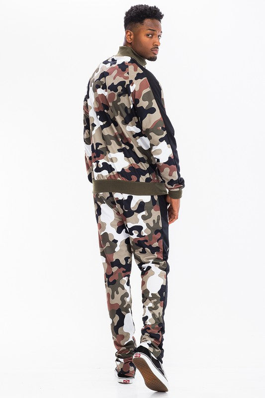 Men's Full Camo with Stripe Jacket and Pant Set | Zarnesh