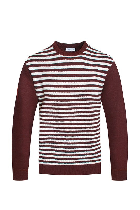 Men's Knitted Round Neck Striped Sweater | Zarnesh