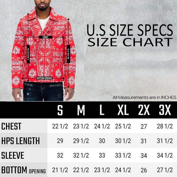 Men's Lightweight Bandana Print Vegan Leather Jacket | Zarnesh