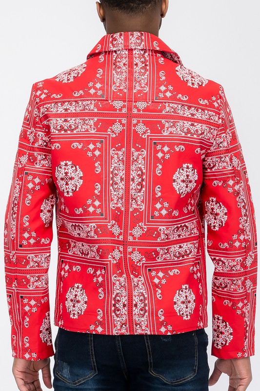 Men's Lightweight Bandana Print Vegan Leather Jacket | Zarnesh