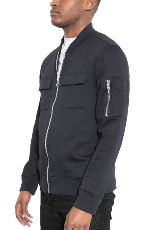 Men's Lightweight Cotton Chest Pockets Zip Up Jacket | Zarnesh