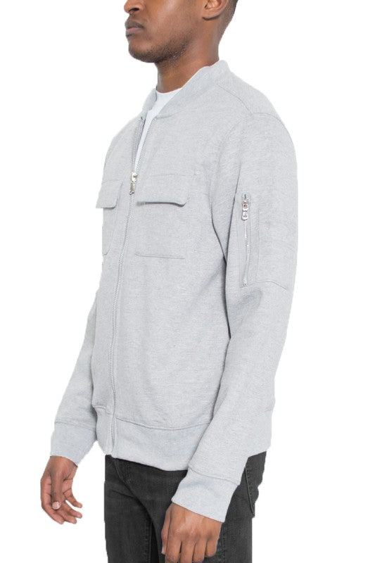 Men's Lightweight Cotton Chest Pockets Zip Up Jacket | Zarnesh