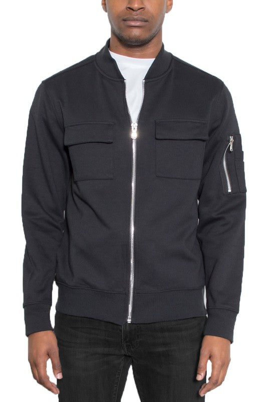 Men's Lightweight Cotton Chest Pockets Zip Up Jacket | Zarnesh