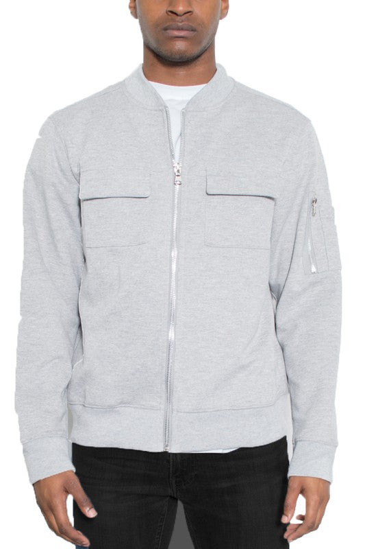 Men's Lightweight Cotton Chest Pockets Zip Up Jacket | Zarnesh