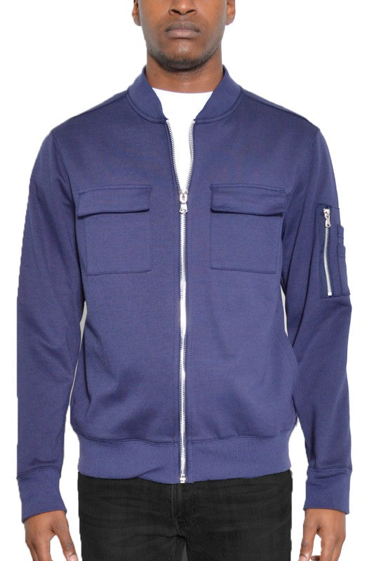 Men's Lightweight Cotton Chest Pockets Zip Up Jacket | Zarnesh