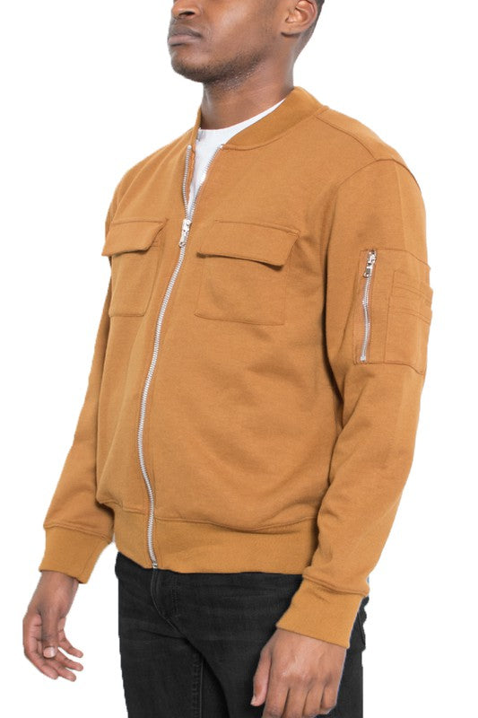 Men's Lightweight Cotton Chest Pockets Zip Up Jacket | Zarnesh