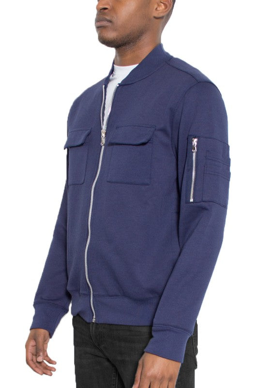 Men's Lightweight Cotton Chest Pockets Zip Up Jacket | Zarnesh