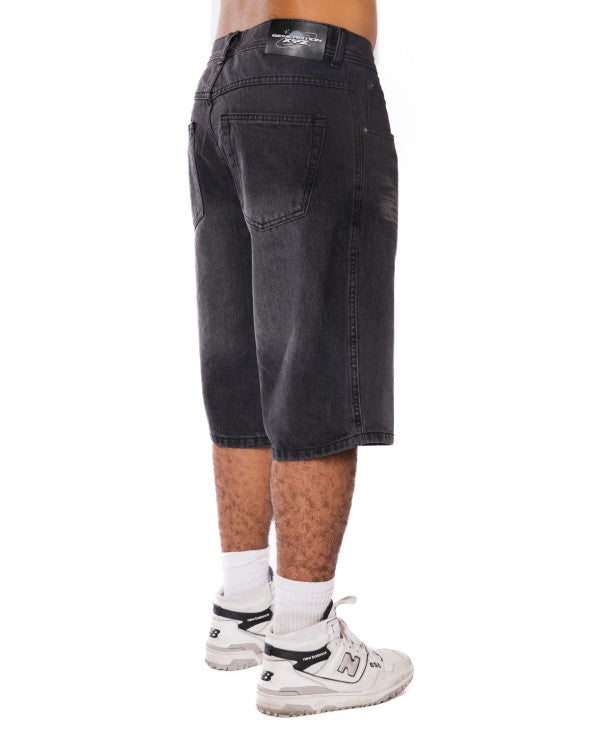 Men's Loose Fit Baggy Washed Denim Long Shorts | Zarnesh