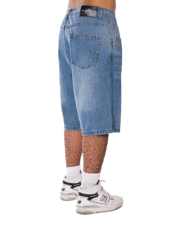 Men's Loose Fit Baggy Washed Denim Long Shorts | Zarnesh