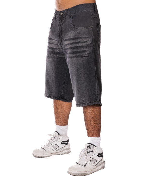 Men's Loose Fit Baggy Washed Denim Long Shorts | Zarnesh