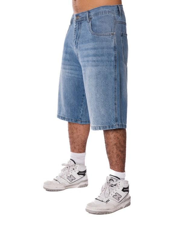 Men's Loose Fit Baggy Washed Denim Long Shorts | Zarnesh