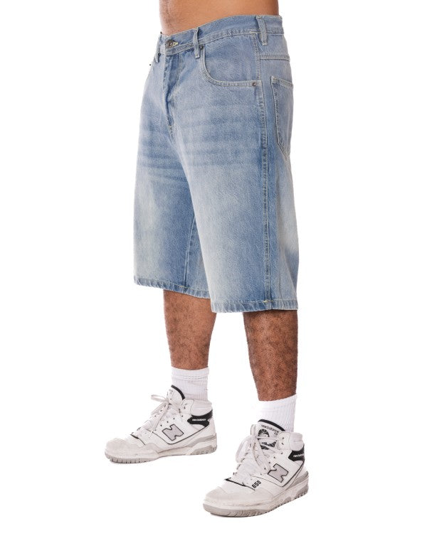 Men's Loose Fit Baggy Washed Denim Long Shorts | Zarnesh