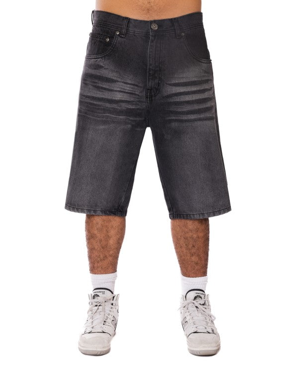Men's Loose Fit Baggy Washed Denim Long Shorts | Zarnesh