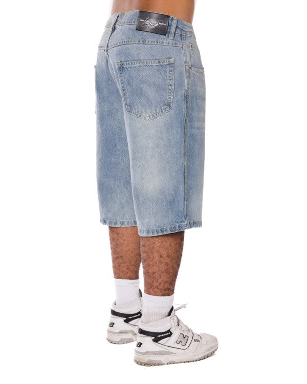 Men's Loose Fit Baggy Washed Denim Long Shorts | Zarnesh