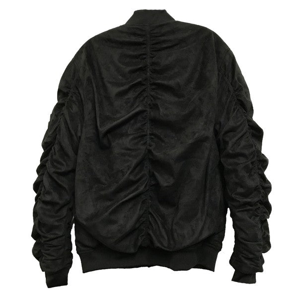 Men's Microsuede Scrunched Zippered Pouch Bomber Jacket | Zarnesh