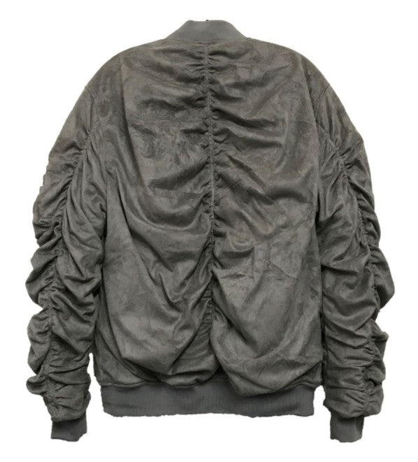 Men's Microsuede Scrunched Zippered Pouch Bomber Jacket | Zarnesh