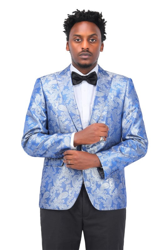 Men’s Paisley Print Tuxedo Jacket Slim Fit Formal Blazer Jacket | Zarnesh