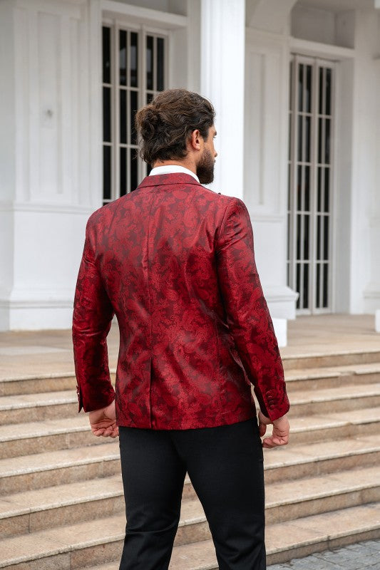 Men’s Paisley Print Tuxedo Jacket Slim Fit Formal Blazer Jacket | Zarnesh
