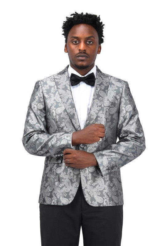 Men’s Paisley Print Tuxedo Jacket Slim Fit Formal Blazer Jacket | Zarnesh