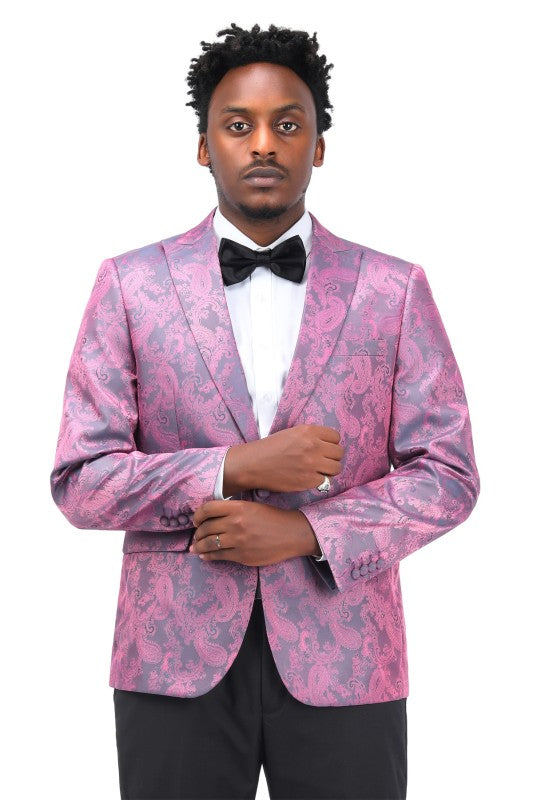 Men’s Paisley Print Tuxedo Jacket Slim Fit Formal Blazer Jacket | Zarnesh