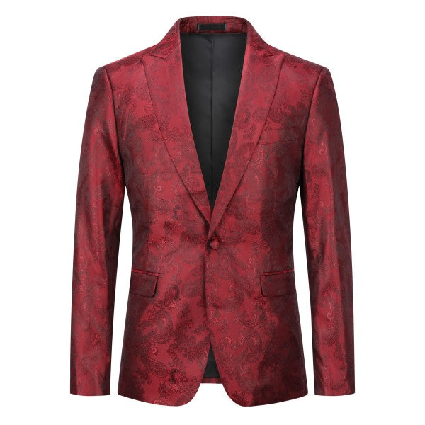 Men’s Paisley Print Tuxedo Jacket Slim Fit Formal Blazer Jacket | Zarnesh