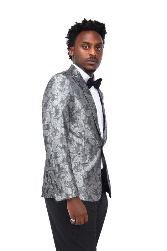 Men’s Paisley Print Tuxedo Jacket Slim Fit Formal Blazer Jacket | Zarnesh