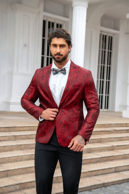 Men’s Paisley Print Tuxedo Jacket Slim Fit Formal Blazer Jacket | Zarnesh