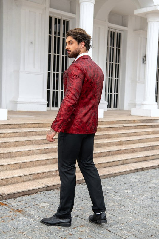 Men’s Paisley Print Tuxedo Jacket Slim Fit Formal Blazer Jacket | Zarnesh