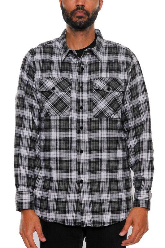Men’s Plaid Flannel Long Sleeve Casual Workwear Shirt | Zarnesh