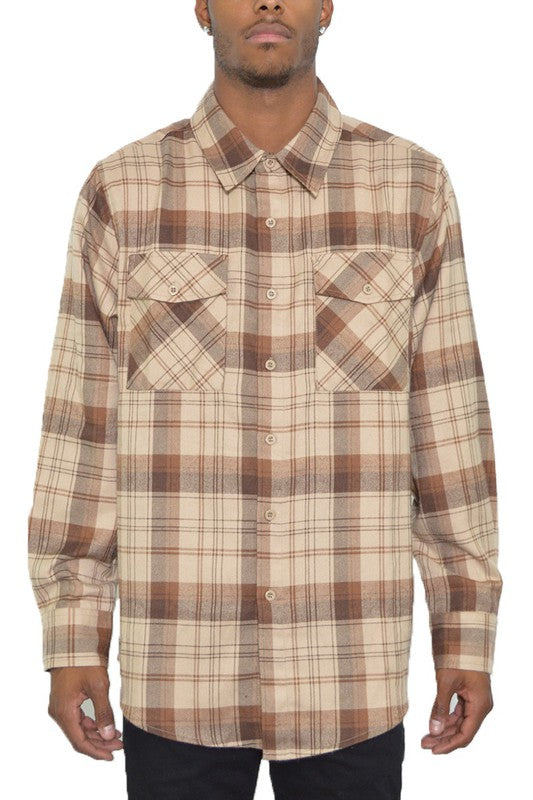 Men’s Plaid Flannel Long Sleeve Casual Workwear Shirt | Zarnesh