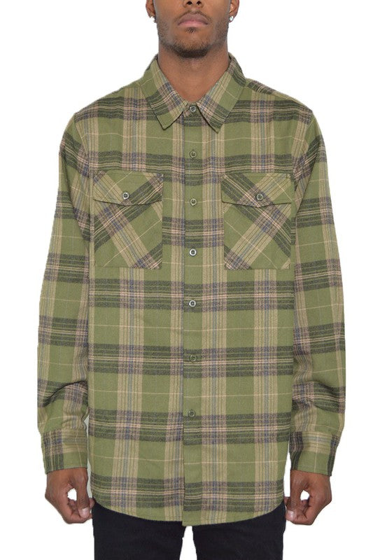 Men’s Plaid Flannel Long Sleeve Casual Workwear Shirt | Zarnesh