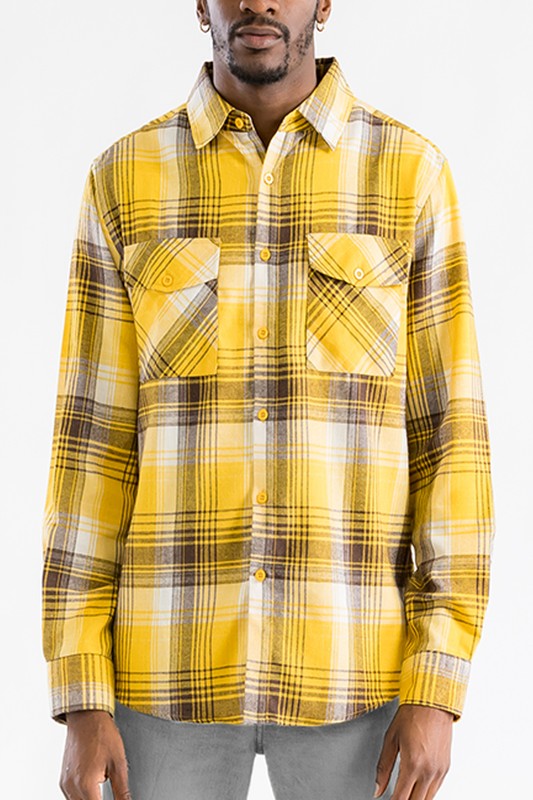 Men’s Plaid Flannel Long Sleeve Casual Workwear Shirt | Zarnesh