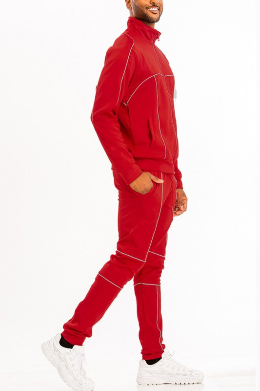 Men Reflective Piping Track Set | Zarnesh