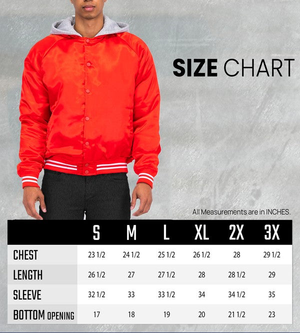Men's Satin Varsity Ribbed Cuff Waistband Bamber Jacket | Zarnesh