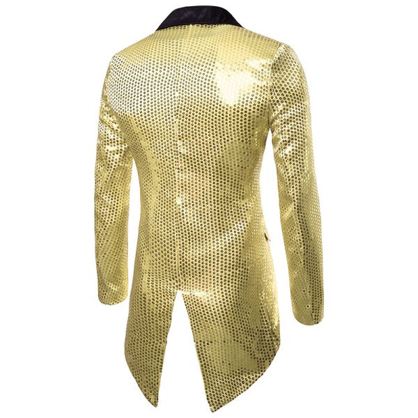 Men’s Sequin Tailcoat Formal Long Back Tuxedo Blazer Jacket | Zarnesh