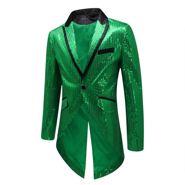 Men’s Sequin Tailcoat Formal Long Back Tuxedo Blazer Jacket | Zarnesh