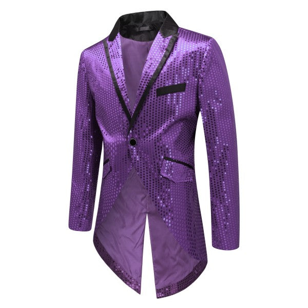 Men’s Sequin Tailcoat Formal Long Back Tuxedo Blazer Jacket | Zarnesh