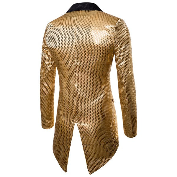 Men’s Sequin Tailcoat Formal Long Back Tuxedo Blazer Jacket | Zarnesh
