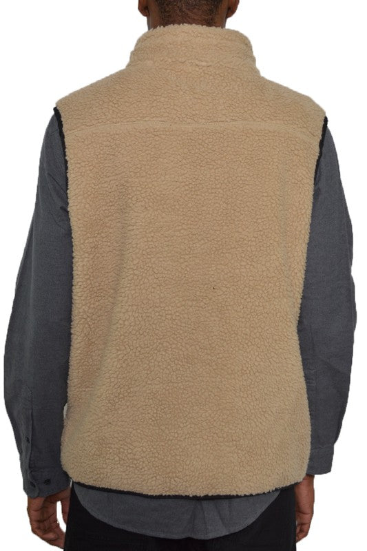 Men's Sherpa Fleece Zip Up Vest Jacket | Zarnesh