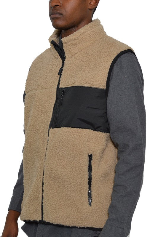 Men's Sherpa Fleece Zip Up Vest Jacket | Zarnesh