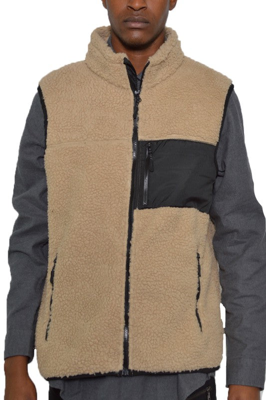 Men's Sherpa Fleece Zip Up Vest Jacket | Zarnesh