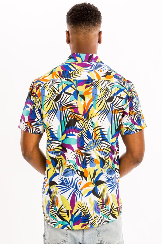 Men's Short Sleeve Tropical Print Hawaiian Shirt | Zarnesh