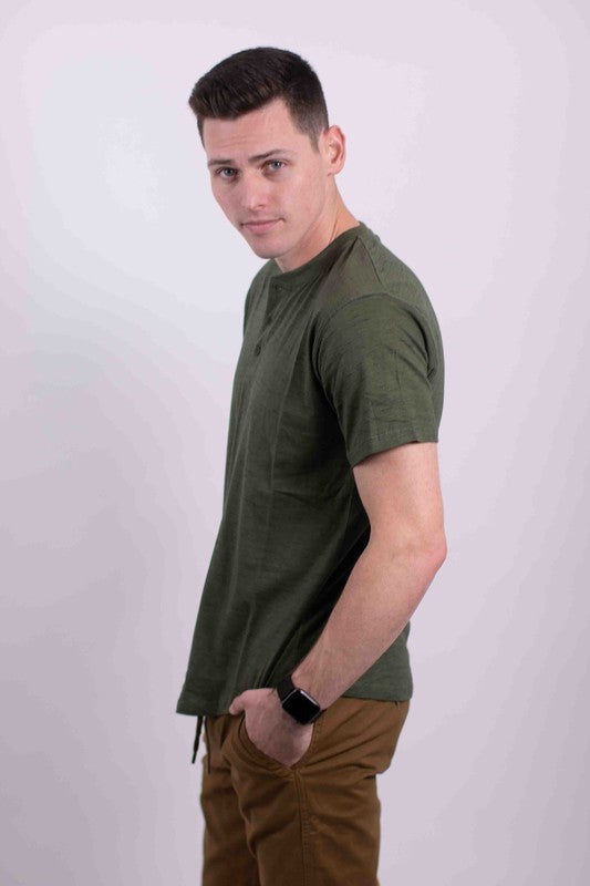 Men's Short Sleeves Tee Button Closure Henley T-shirt | Zarnesh