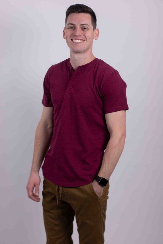 Men's Short Sleeves Tee Button Closure Henley T-shirt | Zarnesh